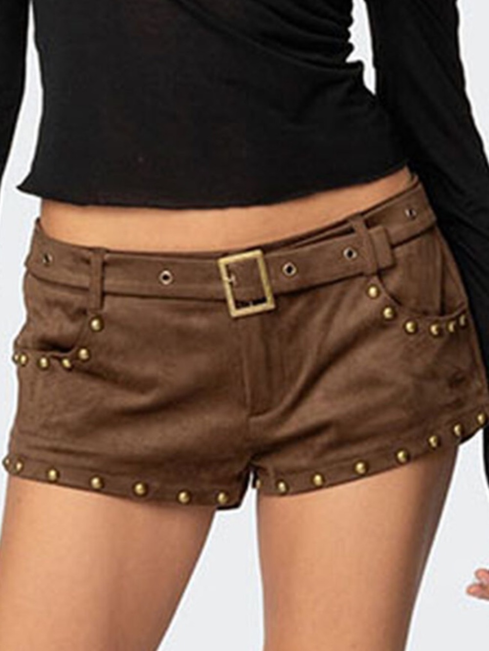 NWT Edikted Studded Faux Suede Micro Shorts | L